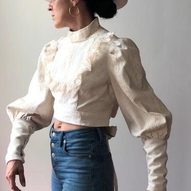Vintage 70's Mutton Sleeve Cropped Handmade Blouse 