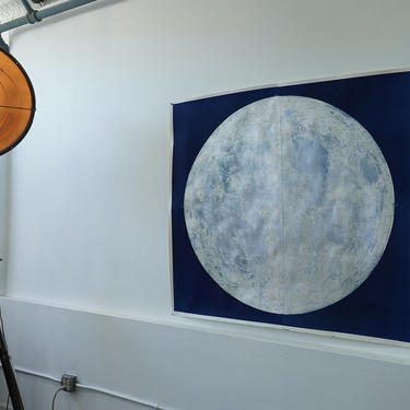 Large Silvered Lunar Map on Watercolor Paper (signed)