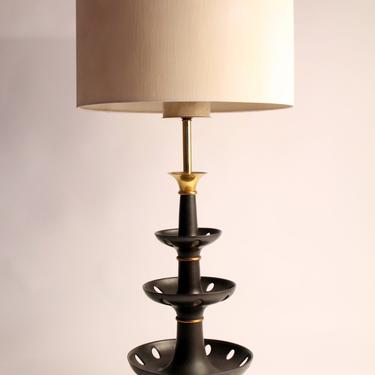 42 in. GERALD THURSTON rare sculptural porcelain table lamp  from LIGHTOLIER mid century vintage 1950 era 