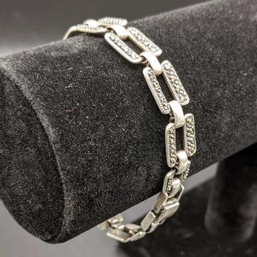 Sterling Silver & Marcasite Chain Link Bracelet