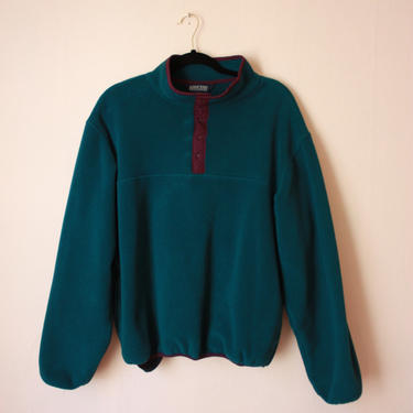 90s Lands End Fleece Pullover Jacket Sweatshirt Turquoise and Purple Size M / L / XL 