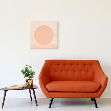 Orange Tweed Loveseat Sofa