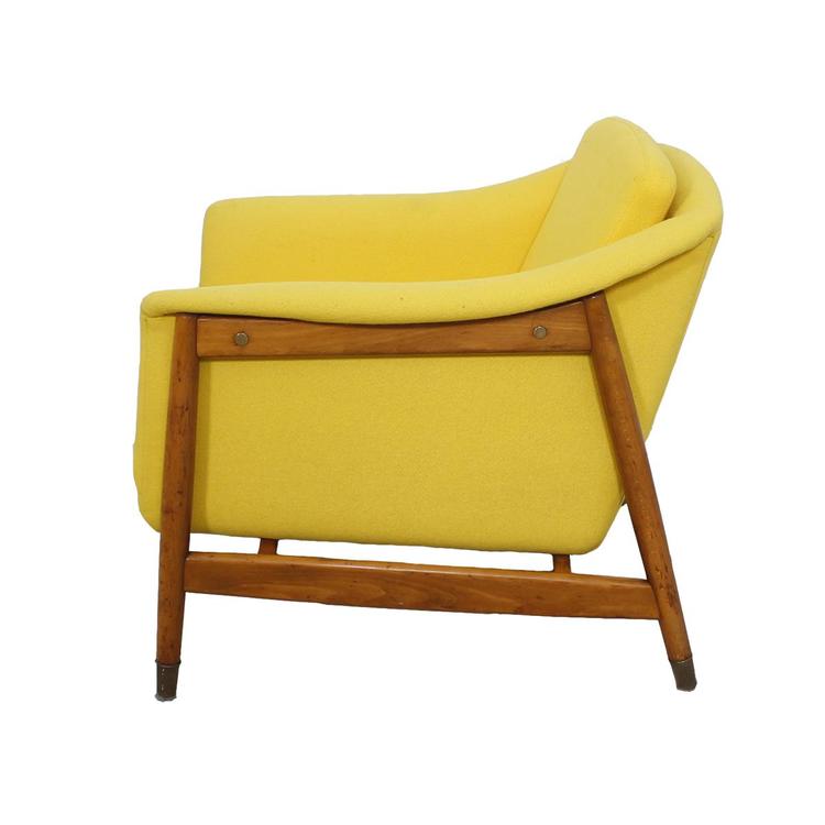 1950s Swedish Club Chair by Dux w/ Sunny-Yellow Upholstery