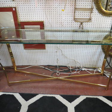 Vintage Mid century brass and glass console table