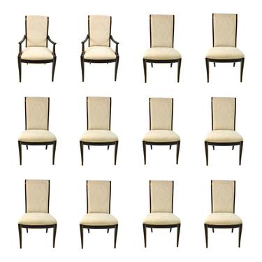 Black and Gold Hickory White Regency Style Dining Chairs Set of 12