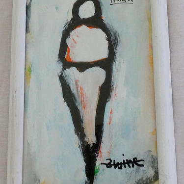 For the Art Lover: Vintage Original Mark Bercier Oil on Canvas and Frame &amp;quot;Swine&amp;quot; Ice Cream Cone - Camino Collective 