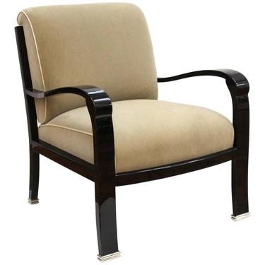 Sally Sirkin Lewis for J. Robert Scott Art Deco Revival Black Lacquer Armchair
