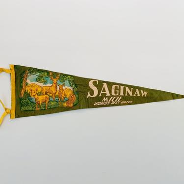 Vintage Saginaw Michigan Souvenir Pennant 