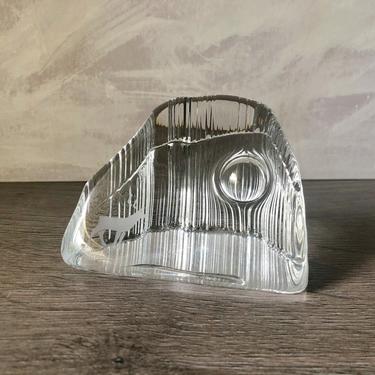 Vintage Iittala Paperweight, Kuutamo Tunturilla, Moonlight Ideas, Glass Paperweight Valto Kokko, Finland Design 