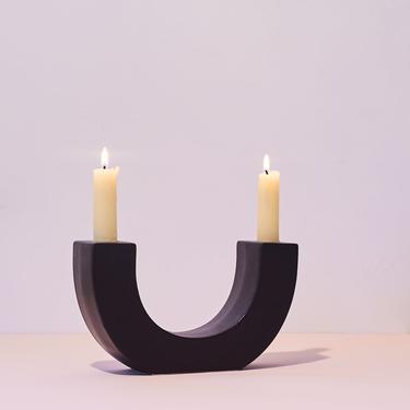 Ceramic Taper Candle Holder - Black