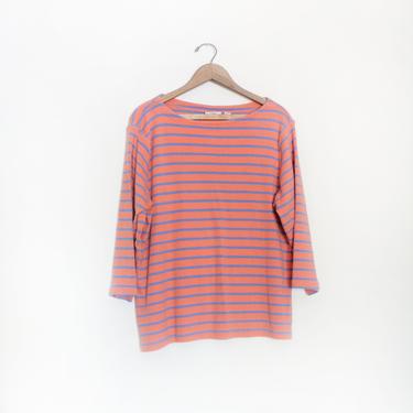 Orange Striped 90s LLBean Knit Shirt 