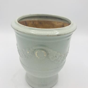 Vintage Christopher Lowell Planter Light Sage Green  Pottery  Pedestal Urn 7.5&amp;quot; X 5&amp;quot; Small Size 