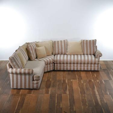 Contemporary Wide Stripe Curved Sectional Sofa