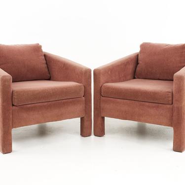 SCAN CO-OP Mid Century Upholstered Cube Form Lounge Chairs - A Pair - mcm 