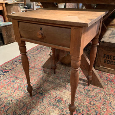 Antique table with drawer, 22.25" w x 20.75" d x 30.5" t, $145.