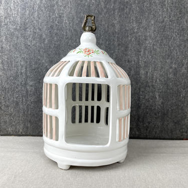 Ceramic bird cage - vintage 1980s decor 