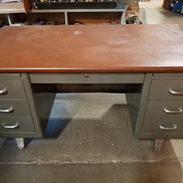 Vintage Tanker Desk with Leather Top 29x59x31