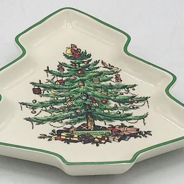 Wonderful vintage bon bon  Tray classic Christmas Tree china pattern made by Spode 6.25&amp;quot; X 5.5&amp;quot; 