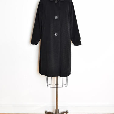 vintage 50s coat black 100% cashmere wool stroller coat jacket clothing L XL 
