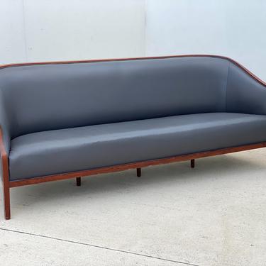 Ward Bennet Gray Leather Vintage Couch 