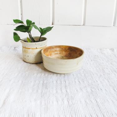 Vintage Hand Spun Cream and Desert Glazed Ceramic Bowl 