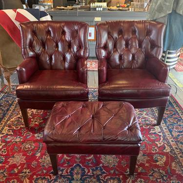 Bonnie + Clyde Vintage Chesterfield Chairs w/Ottoman (set)