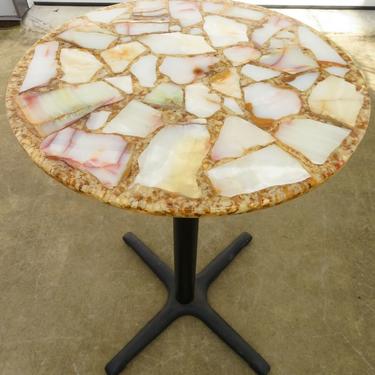 Vtg ARTURO PANI SLICED AGATE GEODE TOP; PUB or BAR TABLE Plant Stand MID CENTURY