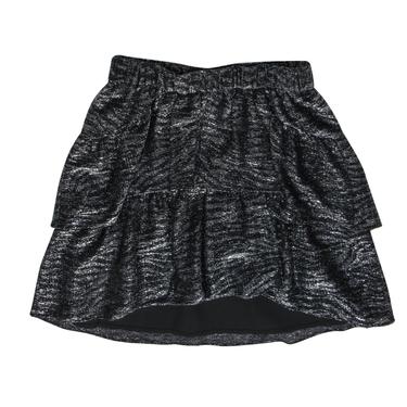 IRO - Black & Silver Ruffled Flounce Miniskirt Sz 4