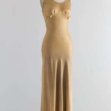 1930's OLD GOLD Bias Cut Evening Gown With Matching Jacket AS IS / XS