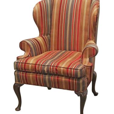 Vintage Striped Wing Back Arm Chair