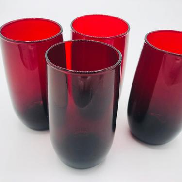 Vintage Set of four Anchor Hocking  Red Ruby glass or Royal Red Ruby glass Rolly Poly  between 1938 and 1967- 5