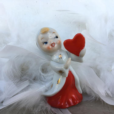 Vintage Valentine Girl, Kitsch Blond Valentine Sweetheart Figurine, Valentine's Day 