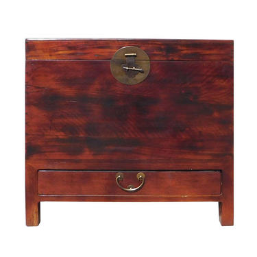 Chinese Brown Stain Moon Face Trunk Storage Chest cs1351E 