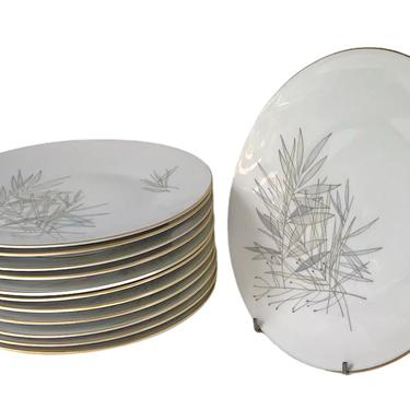 Raymond Loewy Rosenthal China Modern GRASSES Pattern – 12 Porcelain Dinner Plates, Germany