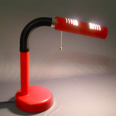 Vintage Red Articulating Desk Lamp - Gooseneck Lamp - Mid Century Modern Lamps - Modernist Lighting - Task Light 