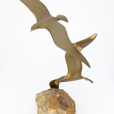 Curtis Jere Brass Birds on Quartz Sculpture - mcm 