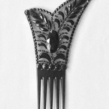 Victorian Asymmetric French Jet Mourning Hair Comb, Antique Hair Comb, Hair Decoration, Hair Jewelry Hair Ornament, Goth Wedding Jewelry 