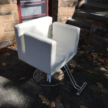 square white vintage barber chair