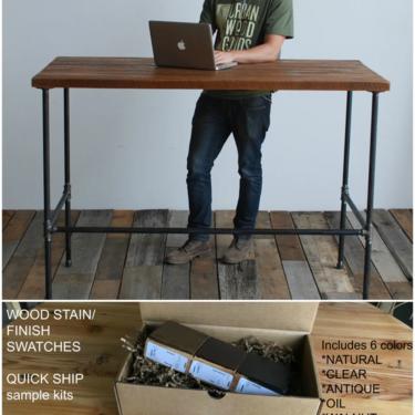 Standing Desk, Farmhouse Desk with Pipe Legs, Harvest Wood Desk, Reclaimed Wood Office Furniture.  Choice of size, height, thickness, finish 