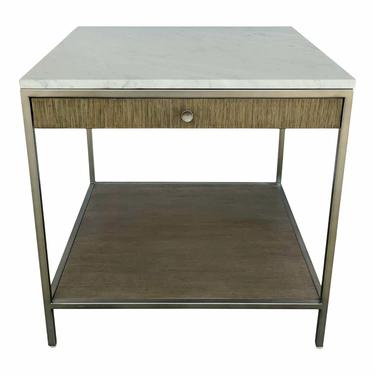 Organic Modern Wood and Marble Paxton Side Table