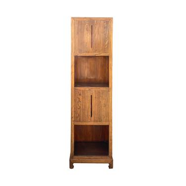 Raw Wood Slim Narrow Tall Open Display Storage Corner Cabinet cs7158E 