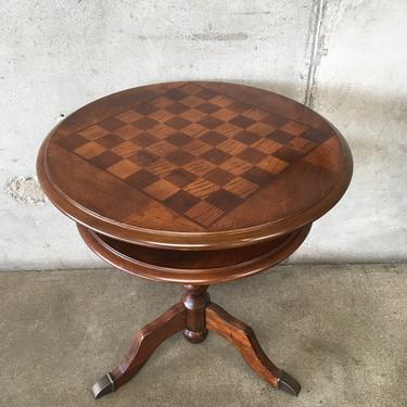 Vintage Cherry Inlay Two Tiered Game Table