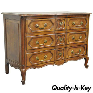 Country French Provincial Louis XV Style Cherry Bachelor Chest of Drawer Commode
