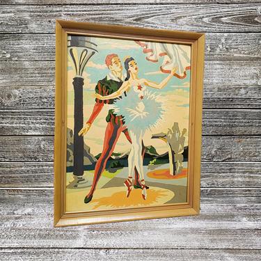 Vintage Ballerina Paint By Numbers, Framed Ballet Dancing Painting, Classical Ballet Dancer Art, Mid Century Modern, Vintage Home Decor 