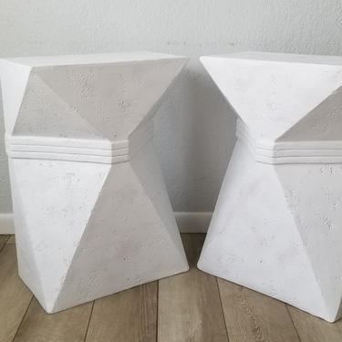 Postmodern /Geometric  Plaster Pedestals - A Pair . 