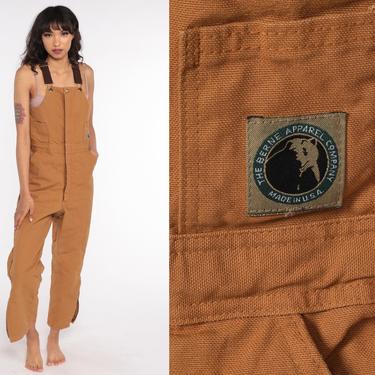 Berne Work Overalls Insulated Pants Cargo Dungarees Pants 90s Long Wide Leg Jeans Bib Workwear Vintage Work Wear Extra Small xs 