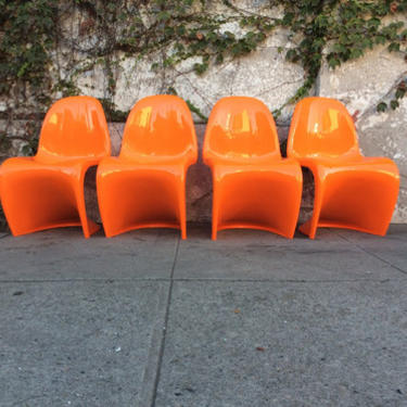 Mid Century Orange Panton Style Chairs
