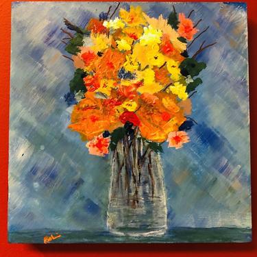 Flowers Painting - Hand Painted and Framed