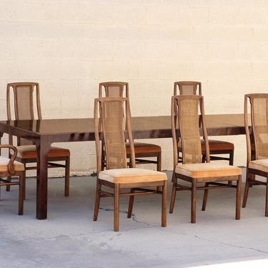 1960s Double-Leaf Dining Table with Eight Chairs by DREXEL