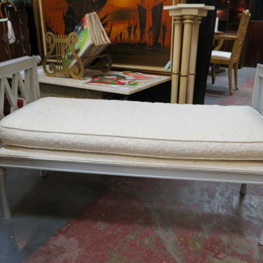 Vintage Mid century modern gray painted wood bench